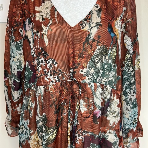 Anthropologie Hemant & Nandita Zeri Tiered Floral Ruffle Dress Size 10 - Picture 5 of 15